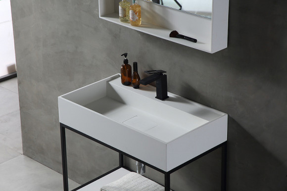 Консоль с раковиной Abber Stein 80 AS2630 Белая матовая Консоль с раковиной Abber Stein 80 AS2630 Белая матовая