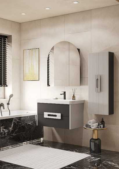 Тумба под раковину Aquaton Ар-Деко 85 1A280401DD8D0 подвесная Серый кобальт