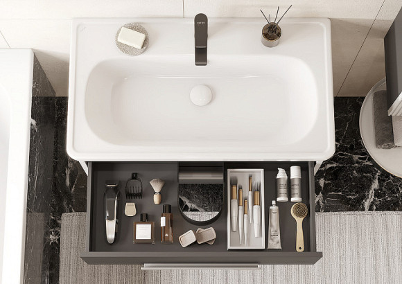 Тумба под раковину Aquaton Ар-Деко 85 1A280401DD8D0 подвесная Серый кобальт