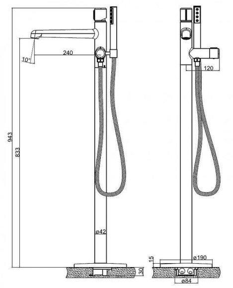 Смеситель для ванны BelBagno Uno UNO-FMT-CRM Хром Смеситель для ванны BelBagno Uno UNO-FMT-CRM Хром