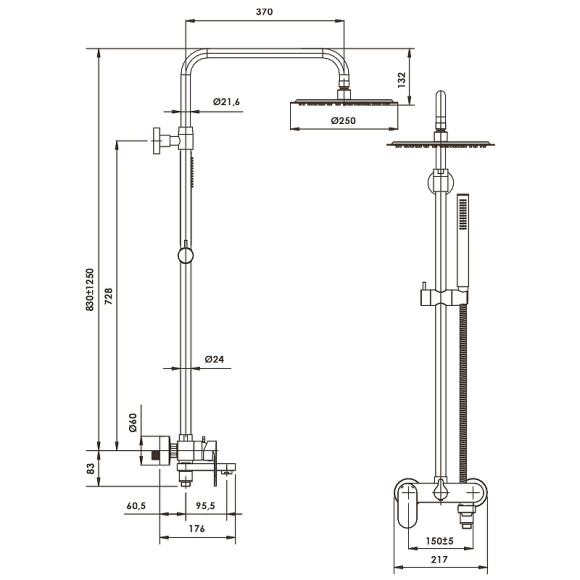 Душевая система WasserKRAFT Asphe A17301 Розовое золото