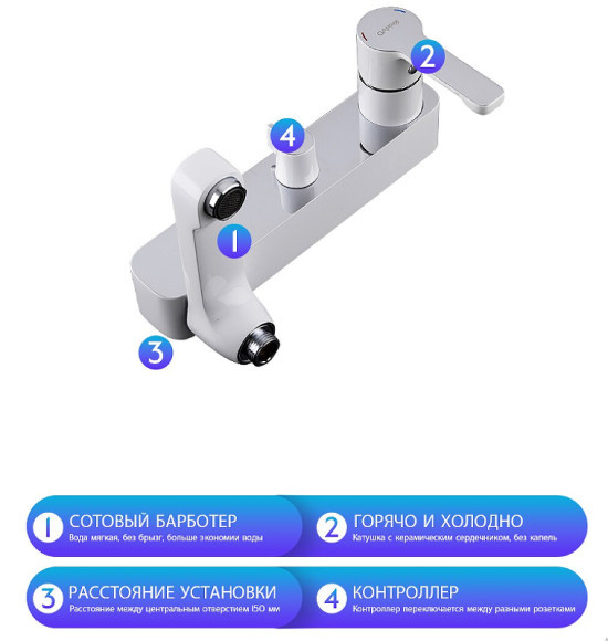 Душевая система Gappo G02-8 G2402-8 Белая Хром