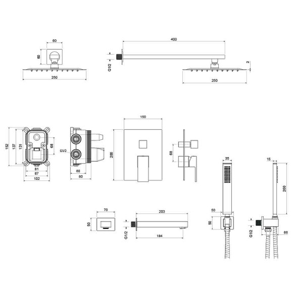 Душевая система Aquatek Либра AQ1673MB Черная матовая