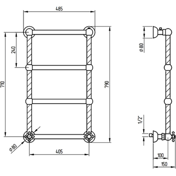 Водяной полотенцесушитель Migliore Edera 79x48 20305 Хром