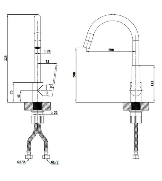 Смеситель для кухни ESKO Singapore Black SB 519 Черный матовый