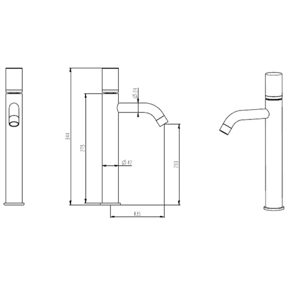 Смеситель для раковины Boheme Stick 122-G-MR-BLACK Золото Черный Смеситель для раковины Boheme Stick 122-G-MR-BLACK Золото Черный
