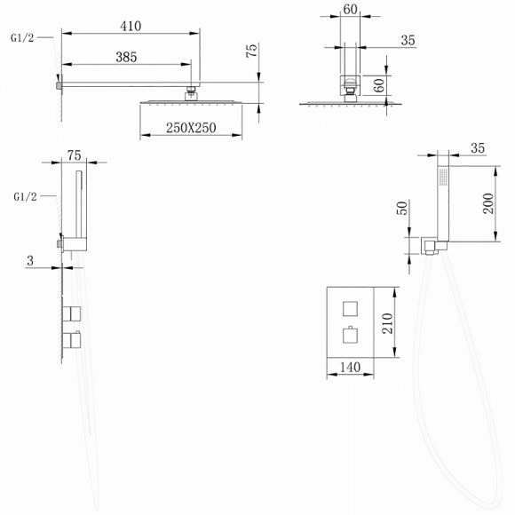 Душевая система Abber Daheim AF8251NG с термостатом Никель Душевая система Abber Daheim AF8251NG с термостатом Никель