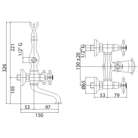 Смеситель для ванны Cezares Lord LORD-VD-03/24-M Золото 24 карат Смеситель для ванны Cezares Lord LORD-VD-03/24-M Золото 24 карат