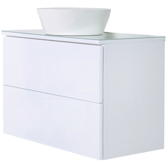 Тумба с раковиной Orange Otto 75 Ot-75TuGLASS+B08-360W подвесная Белый глянец