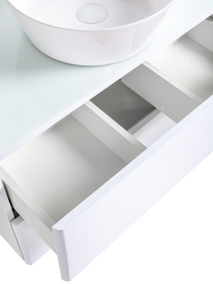 Тумба с раковиной Orange Otto 75 Ot-75TuGLASS+B08-360W подвесная Белый глянец