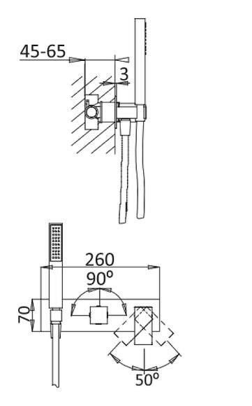 Смеситель для душа Cezares Porta PORTA-VDM2-01 Хром