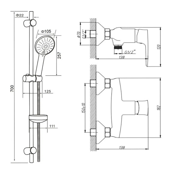 Смеситель для душа Orange Mari M07-320cr Хром Смеситель для душа Orange Mari M07-320cr Хром