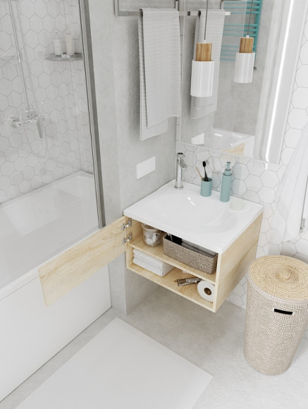 Тумба с раковиной 1MarKa Naomi 60 Ц0000004296 подвесная Дуб сонома