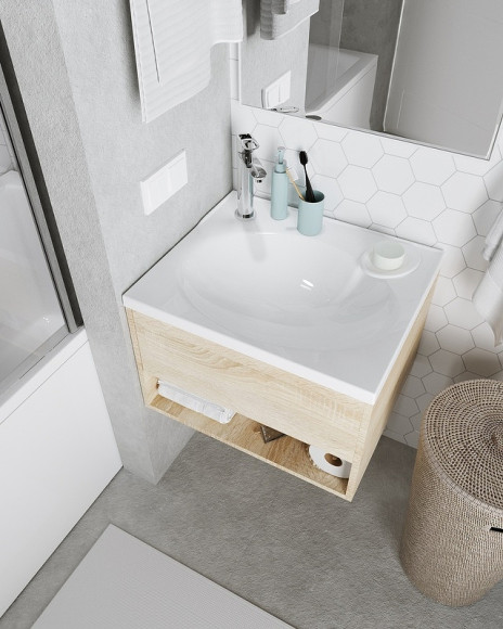 Тумба с раковиной 1MarKa Naomi 60 Ц0000004296 подвесная Дуб сонома