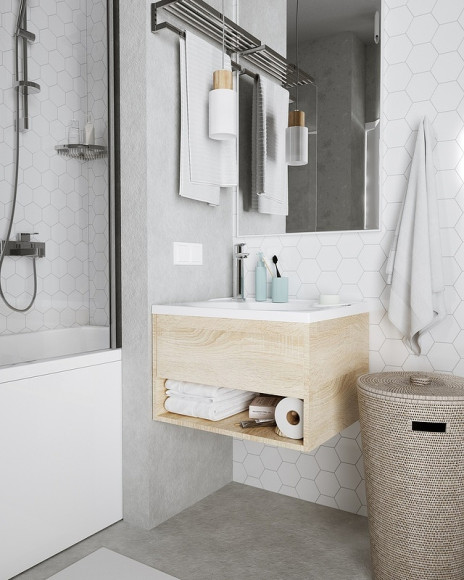 Тумба с раковиной 1MarKa Naomi 60 Ц0000004296 подвесная Дуб сонома