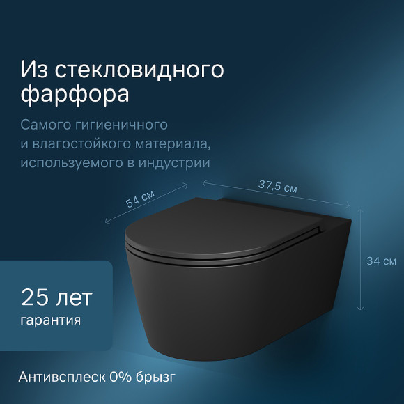 Унитаз AM.PM Func FlashClean C8F1701MBSC подвесной Черный матовый с сиденьем Микролифт