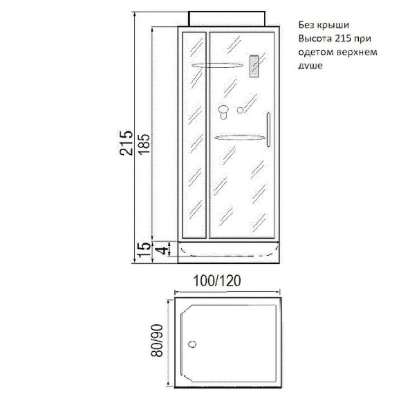 Душевая кабина River Tana 100x80 Б/К 10000001873 с поддоном Душевая кабина River Tana 100x80 Б/К 10000001873 с поддоном