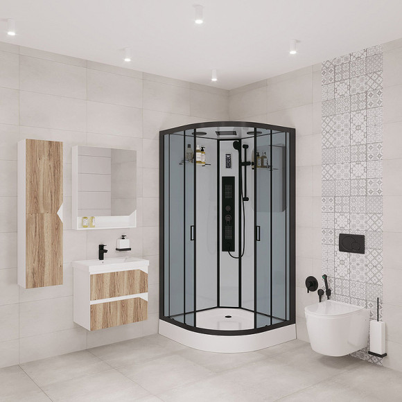 Душевая кабина Niagara Premium 100x100 NG-6902-01G Black с гидромассажем Душевая кабина Niagara Premium 100x100 NG-6902-01G Black с гидромассажем