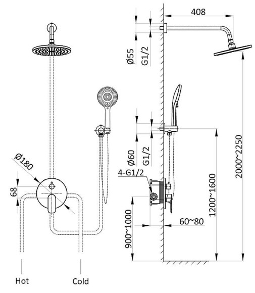 Душевая система Vincea Desire VSFW-1D1CH Хром