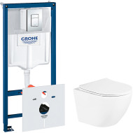Комплект унитаза BelBagno Uno BB3105CHR/SC с инсталляцией Grohe Rapid SL 38775001 с сиденьем Микролифт и клавишей смыва Хром Комплект унитаза BelBagno Uno BB3105CHR/SC с инсталляцией Grohe Rapid SL 38775001 с сиденьем Микролифт и клавишей смыва Хром