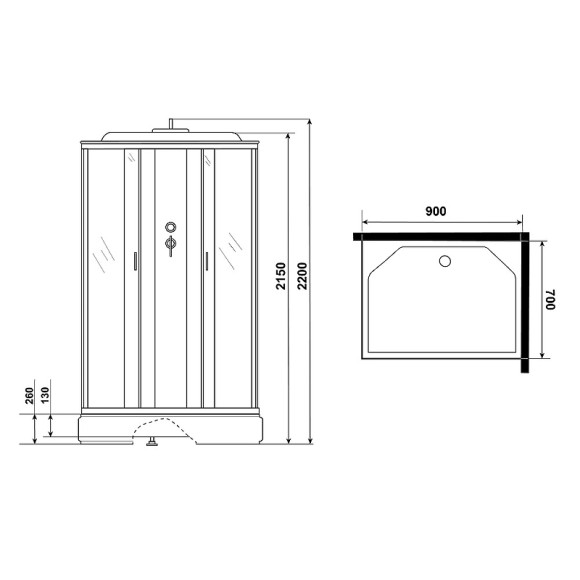 Душевая кабина Niagara Classic 90x70 NG-33974-14QG с гидромассажем Душевая кабина Niagara Classic 90x70 NG-33974-14QG с гидромассажем