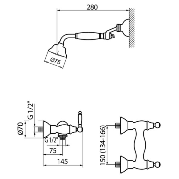 Смеситель для душа Webert Dorian DO760101065 Бронза