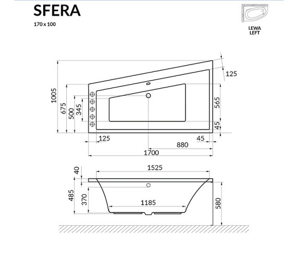 Акриловая ванна Excellent Sfera 170х100 L WAEX.SFL17WH без гидромассажа Акриловая ванна Excellent Sfera 170х100 L WAEX.SFL17WH без гидромассажа