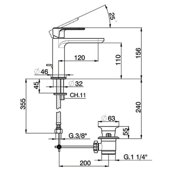 Смеситель для раковины Cisal LineaViva LV00051021 Хром