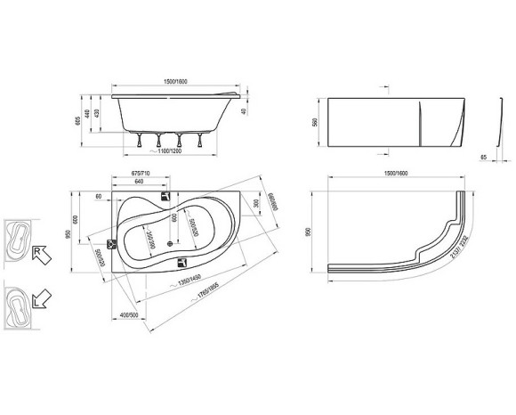 Акриловая ванна Ravak Rosa II 160x95 R C581000000 без гидромассажа Акриловая ванна Ravak Rosa II 160x95 R C581000000 без гидромассажа