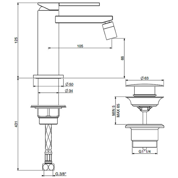 Смеситель для биде Gattoni Color 8050/80C0 Хром