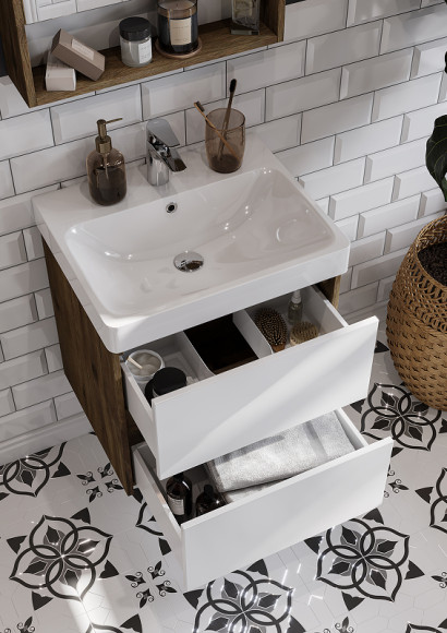 Тумба под раковину Aquaton Сканди 55 1A251701SDZ90 подвесная Белый Дуб рустикальный