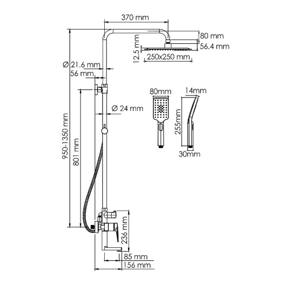 Душевая система WasserKRAFT A155.198.201.BG Золото матовое Душевая система WasserKRAFT A155.198.201.BG Золото матовое