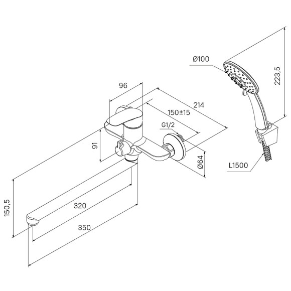 Смеситель для ванны Milardo Rora RORWT00M10 универсальный Белый матовый