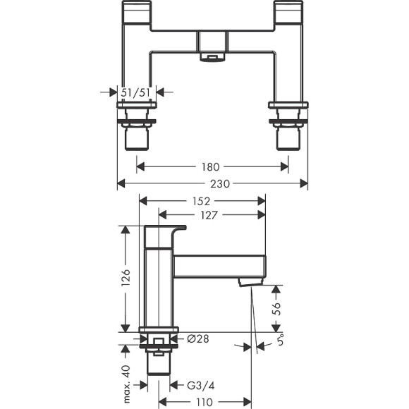 Смеситель на борт ванны Hansgrohe Vernis Shape 71452000 Хром