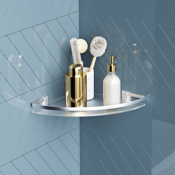 Стеклянная полка AM.PM Sense L A7456100 угловая Серебристая Стеклянная полка AM.PM Sense L A7456100 угловая Серебристая