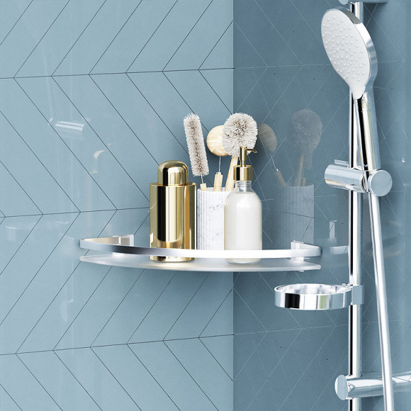 Стеклянная полка AM.PM Sense L A7456100 угловая Серебристая Стеклянная полка AM.PM Sense L A7456100 угловая Серебристая