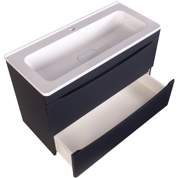 Тумба под раковину Style Line Бергамо мини 90 Люкс Plus СС-00002366 подвесная Черная антискрейч Тумба под раковину Style Line Бергамо мини 90 Люкс Plus СС-00002366 подвесная Черная антискрейч