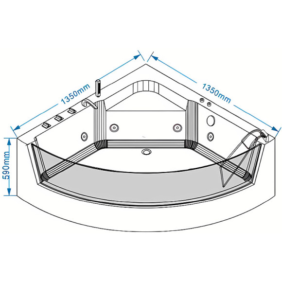 Акриловая ванна Grossman 135х135 GR-13513-1 с гидромассажем
