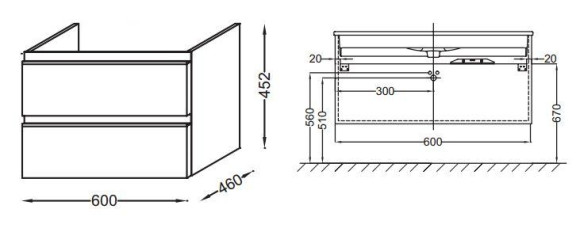 Тумба под раковину Jacob Delafon Vox 60 EB2030-RA-E16 подвесная Ореховое дерево