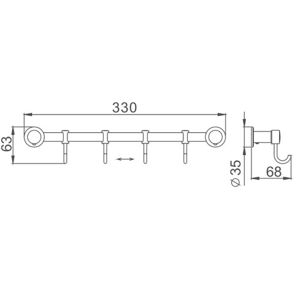 Вешалка для полотенец Haiba HB205-4 Хром