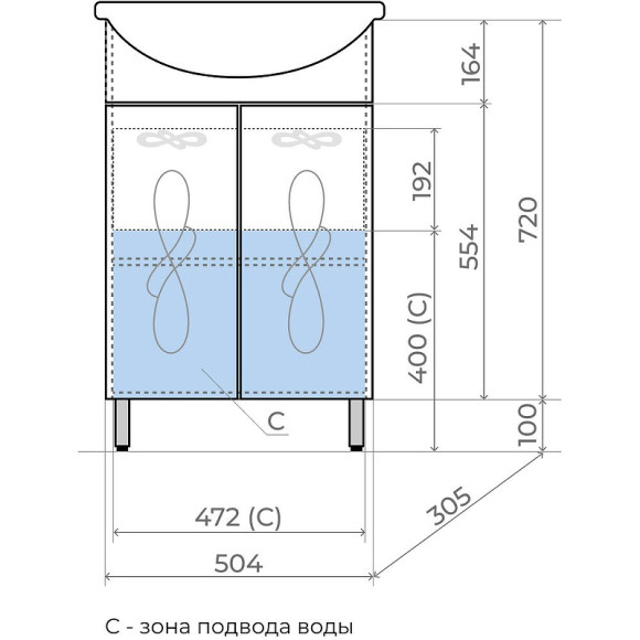Тумба под раковину Style Line Венеция 55 ЛС-00002336 Белая Тумба под раковину Style Line Венеция 55 ЛС-00002336 Белая