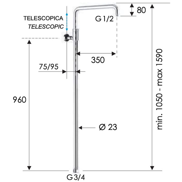 Душевая штанга Remer 330A7DCESDEVNO Черная матовая Душевая штанга Remer 330A7DCESDEVNO Черная матовая