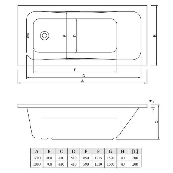 Акриловая ванна C-Bath Muse 180x70 CBQ011002 без гидромассажа
