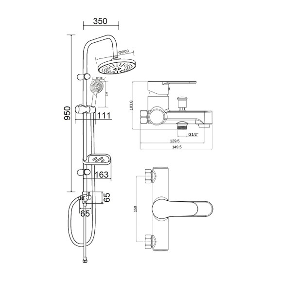 Душевая система Orange OneLife P07-822cr Хром