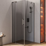 Душевой уголок Cezares Slider 80x80 SLIDER-AH-1-80-70/80-GRIGIO-GM профиль Оружейная сталь стекло серое