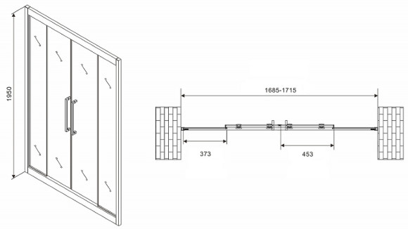 Душевая дверь Abber Schwarzer Diamant 170 AG33170BH профиль Черный стекло прозрачное Душевая дверь Abber Schwarzer Diamant 170 AG33170BH профиль Черный стекло прозрачное