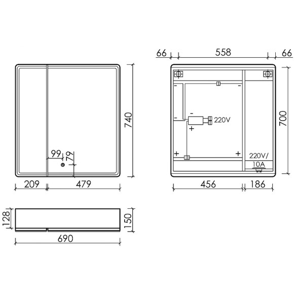 Зеркальный шкаф Sancos Mirror 70 MI70ECH с подсветкой Дуб чарльстон Зеркальный шкаф Sancos Mirror 70 MI70ECH с подсветкой Дуб чарльстон