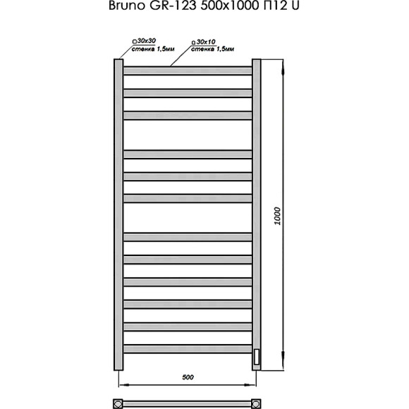 Электрический полотенцесушитель Grois Bruno GR-123 50/100 П12 9003 U Белый матовый