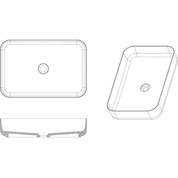 Раковина-чаша Boheme Corian Slim 60 879-60-MW Белая матовая