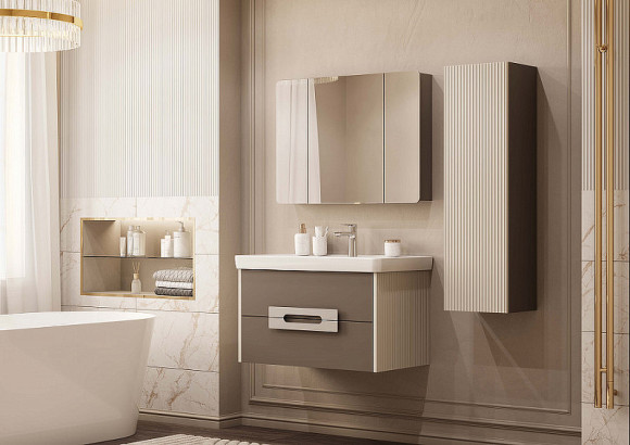 Тумба под раковину Aquaton Ар-Деко 85 1A280401DD6E0 подвесная Кашемир